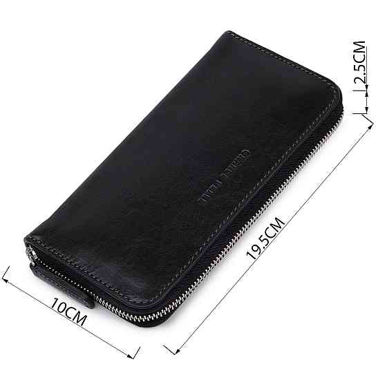 Шкіряний жіночий гаманець на блискавці GRANDE PELLE 11562 Чорний Київ