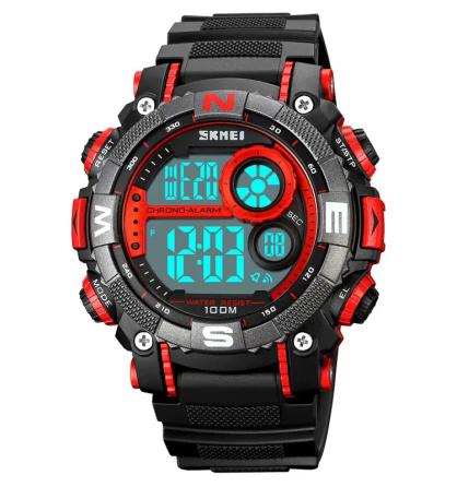 Чоловічий наручний кварцовий годинник Skmei 1887 (Чорний з червоним) Київ