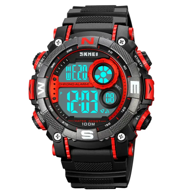 Чоловічий наручний кварцовий годинник Skmei 1887 (Чорний з червоним) Київ - фото 3