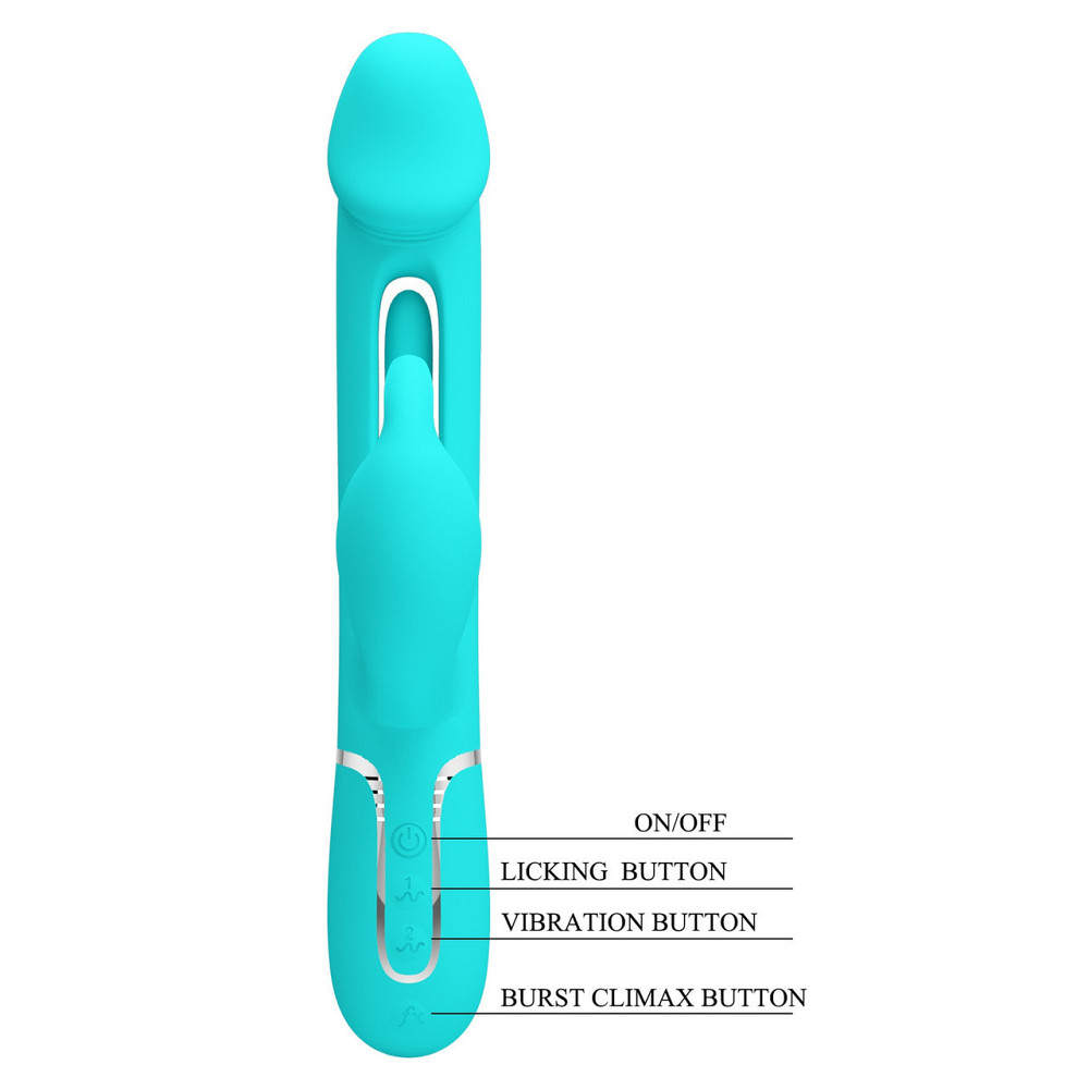 Вибратор с стимулятором клитора PRETTY LOVE - Kampas Rabbit 3 in 1 Green, BW-500025-1 Sex Aura Киев - изображение 10