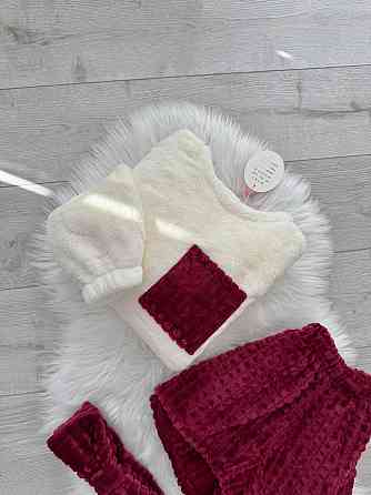 Жіноча затишна тепла піжама: кофта та шорти + пов'язка на голову з турецької махри Бордо, 46/48 Одеса