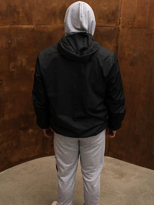 Чоловіча чорна літня куртка STONE ISLAND, легка вітровка корного кольору з капюшоном Львів - фото 2