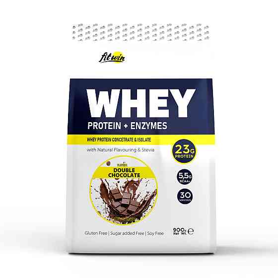 Сывороточный протеин FitWin Whey Protein + Enzymes 900 гр Двойной шоколад Киев