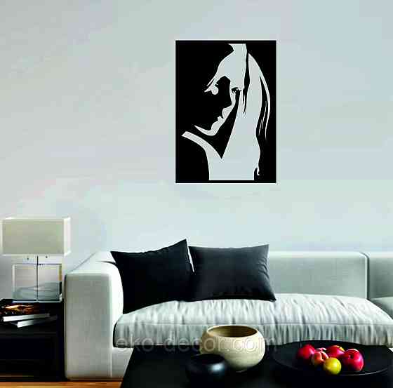 Декоративное настенное Панно «Девушка» Декор на стену 70*49 см, Черный Киев