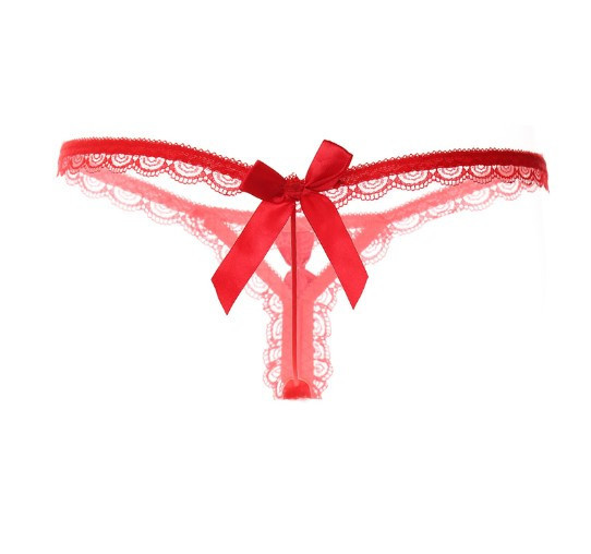 Еротичні трусики з бусинками червоні - розмір універсальний, резинка до 92см Київ - фото 3