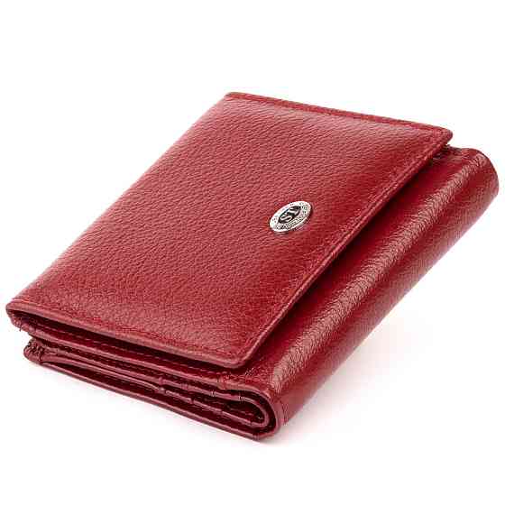 Компактний жіночий шкіряний гаманець бордовий (ST Leather) Київ