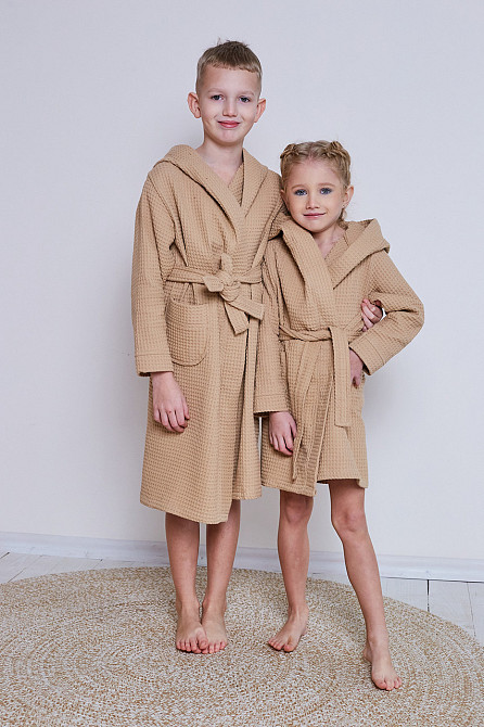 Халат детский вафельный Ideal Textile с капюшоном 7 р. (116-122 см) Черновцы - изображение 4