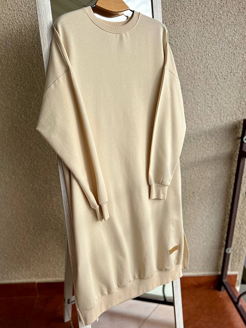 Сукня жіноча MY CITY 8211 спортивна середня довжина розрізи знизу резинка двунитка one size, молочний, one size Київ - фото 16