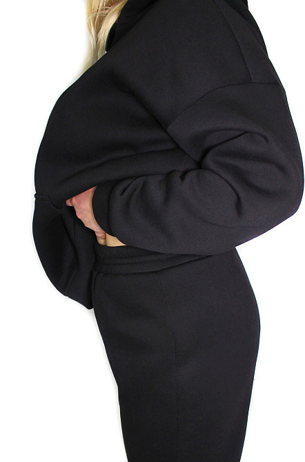 Женский спортивный теплый костюм на флисе батал Черный р 4XL/5XL Харьков - изображение 9
