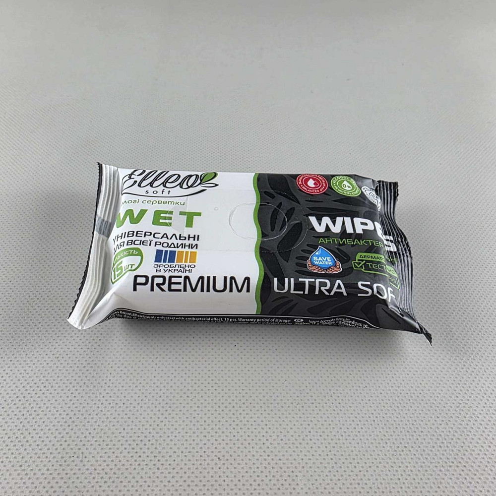 Волога серветка 15 шт "ELLEO" універсальні антибак (1 пачка) Харків - фото 2