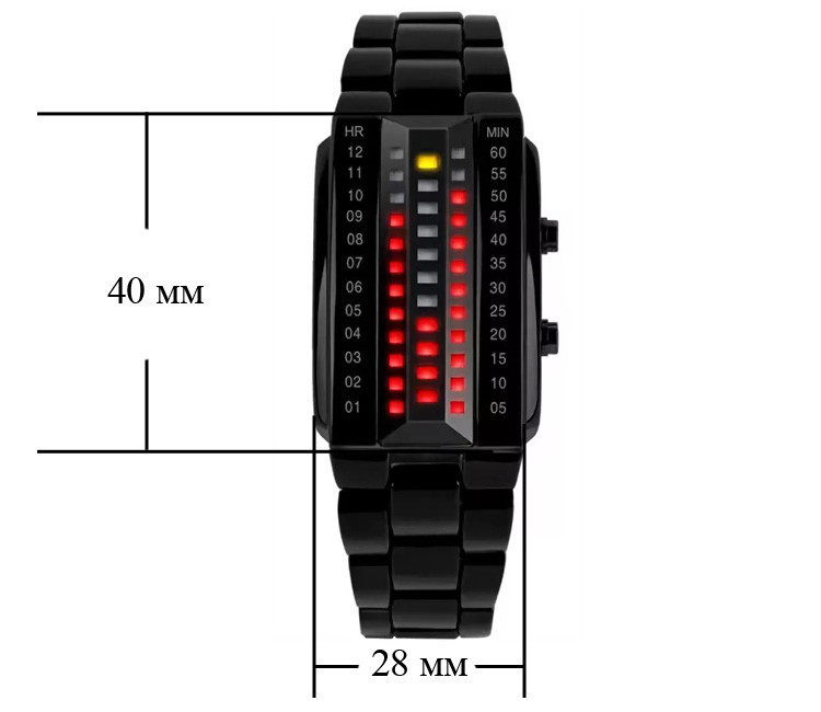 Унікальний бінарний чоловічий годинник Skmei 1035 (Чорний) Київ - фото 7