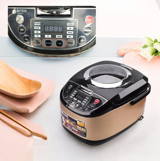 Багатофункціональна мультиварка, фритюрниця, рисоварка з прозорим вікном 900 Вт BITEK BT-76783 Одеса - фото 1