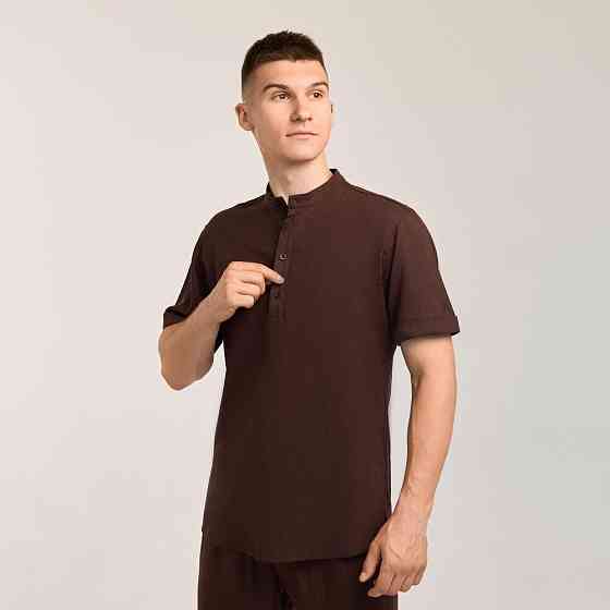 Чоловіча сорочка з коротким рукавом шоколадна Pobedov Molodist' Київ