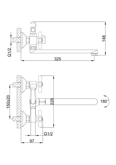Смеситель для ванны Frap F2225 с душевым гарнитуром, хром Киев - изображение 8