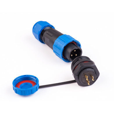 Комплект роз'ємів герметичних 13мм 3pin (штекер кабельний + гніздо монтажне) Полтава - изображение 1