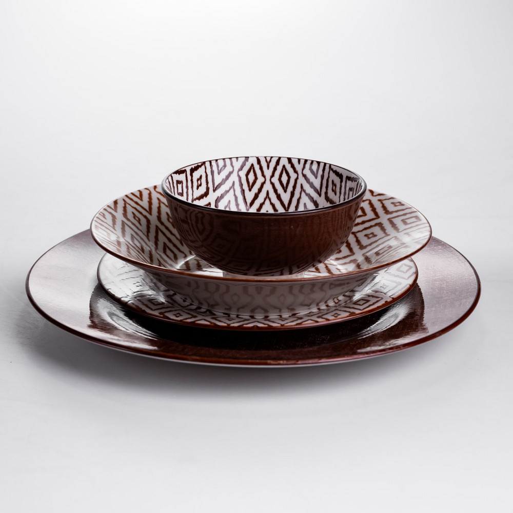 Столовий сервіз на 6 персон 24 предмети порцеляновий HP-HK-A10 Коричневий Коломия - фото 3