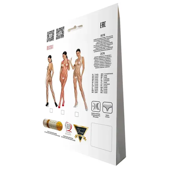 Бодістокінг у дуже велику сітку Passion BS091 white, з доступом Львів