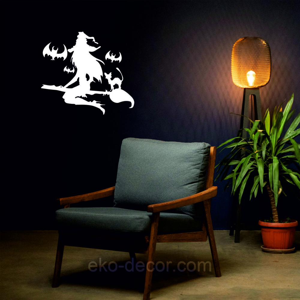 Декоративное настенное Панно «Ведьма на метле», Декор на стену 90*80 см, Белый Киев - изображение 7