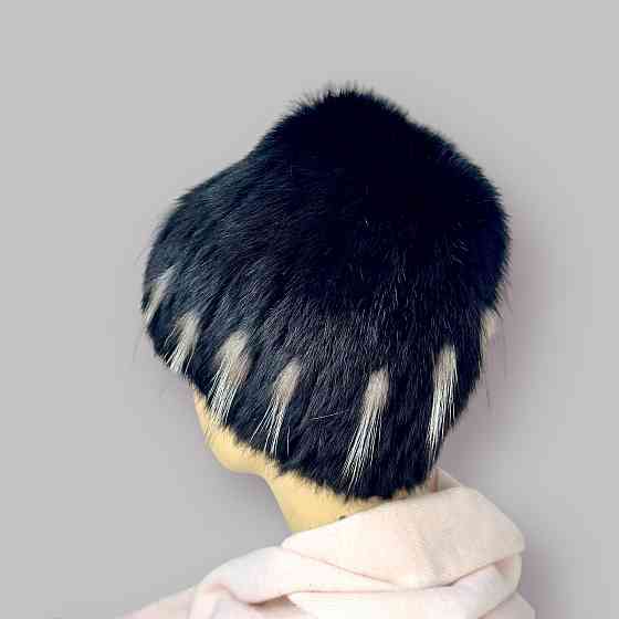 Шапка хутряна жіноча Наілья із чорнобурою Чорний Харків