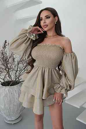 Женское романтическое праздничное платье, ткань: люрекс диско Бежевий, 42 Одесса