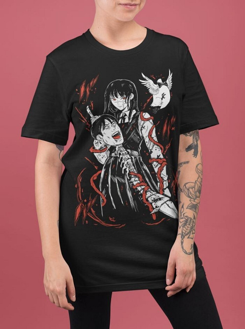 Футболка аниме Человек-бензопила оверсайз (S/M/L) Черний AnimeJ0937 Днепр - изображение 3