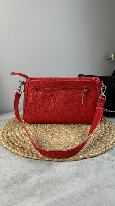 Женская кожаная сумочка, Стильная сумка из натуральной кожи, Маленькая красная сумка на плечеMasterSem Киев - изображение 6