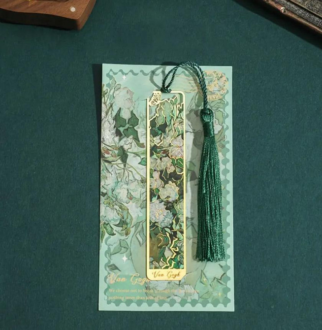 Вінтажна металева закладка з масляним живописом та китицею. ОригІнальна закладка для книжок. Подарун Київ - фото 1