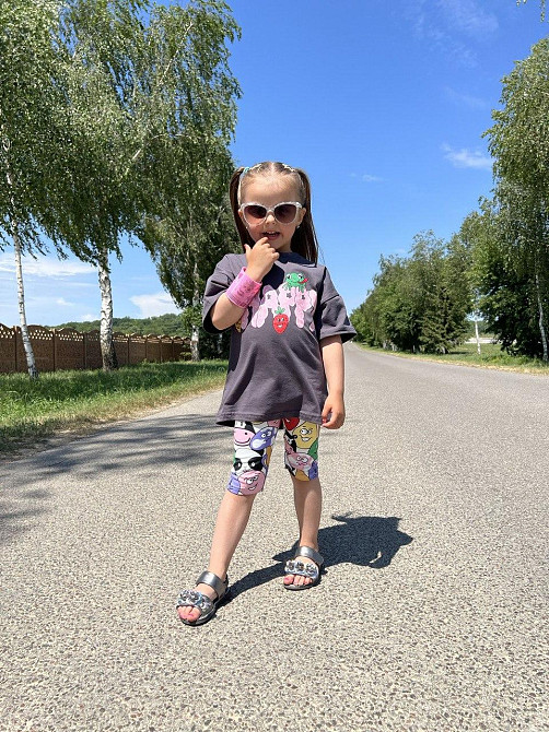 Дитячий Літній Костюм для Дівчинки Футболка та Велосипедки Туреччина 5-6 років 110-116см Київ - фото 2