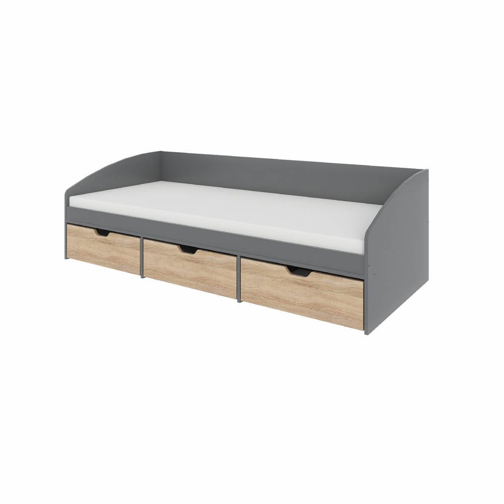 Ліжко односпальне з ящиками Еверест Комфорт 3 193х84х59 см Графіт/Дуб сонома (DTM-073832) Львів - фото 2