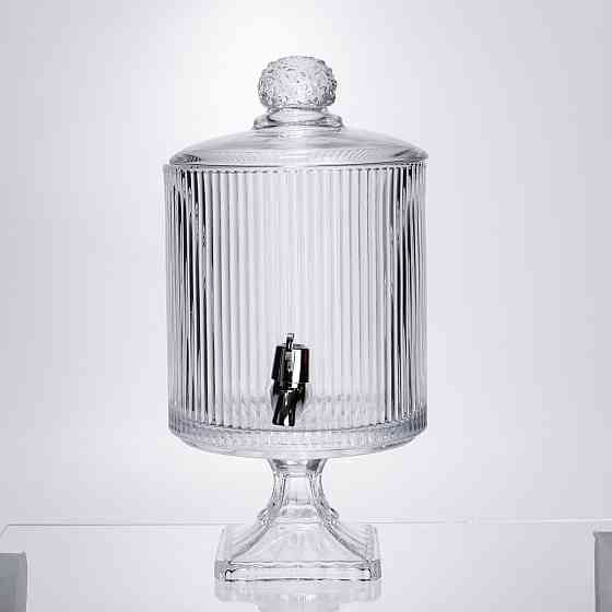 Yiwu Лимонадниця з краном на підставці скляна 4.5 л лимонадник 39 см прозорий HP-19-3045-6 Коломия