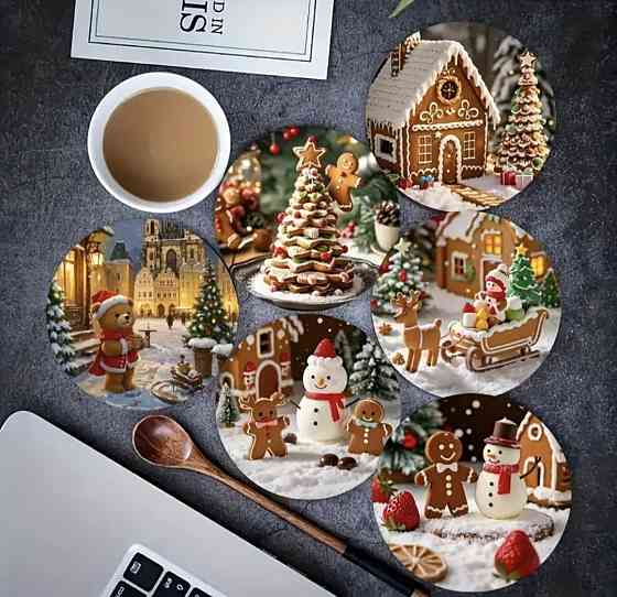Комплект різдвяних підставок під чашки 6 шт №5 Смела