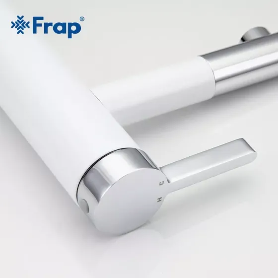 Смеситель для умывальника Frap F1052-14 высокий, белый/хром Киев
