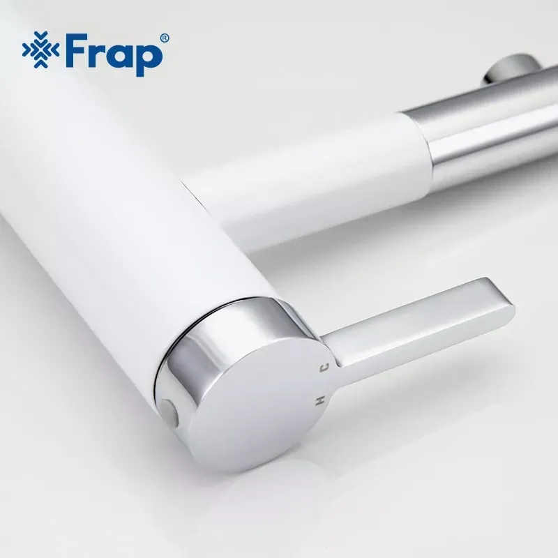 Змішувач для умивальника Frap F1052-14 високий, білий/хром Київ - фото 3
