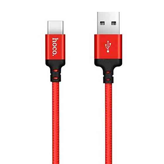 Кабель HOCO X14 USB to Type-C 3A, 1m, nylon, aluminum connectors, Black-Red Одеса