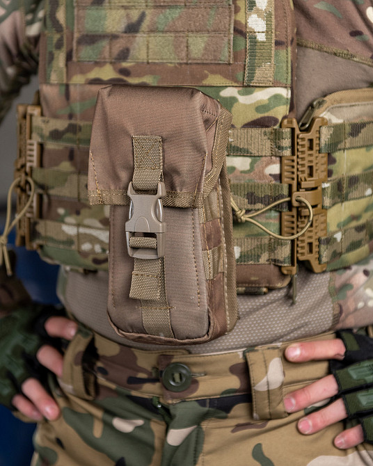 Подсумок на 2 магазина закрытый с перегородкой крепление молли Койот Одесса - изображение 2