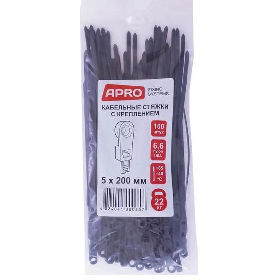 Хомут пластиковий 5,0*200мм з кільцем чорний 100шт/уп APRO Житомир - изображение 5