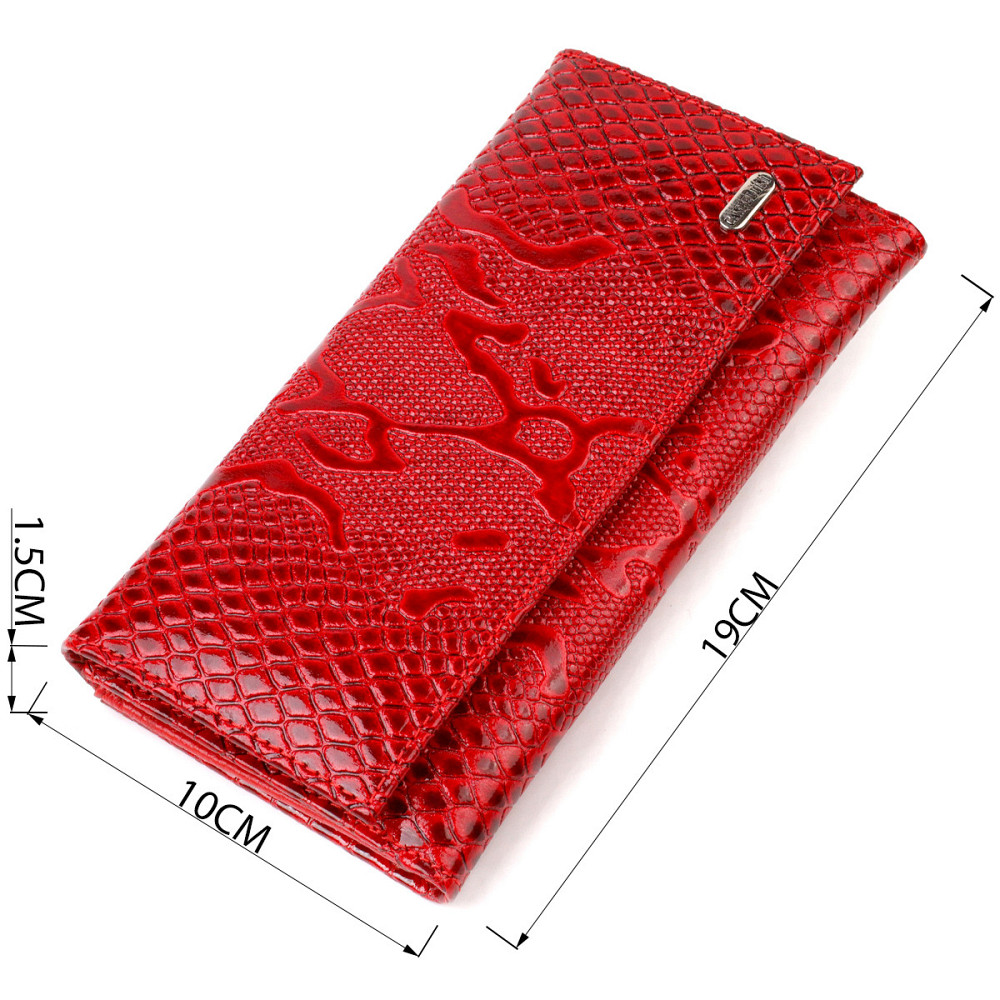 Лаковане жіноче портмоне з натуральної шкіри з тисненням під змію CANPELLINI 21850 Червоний Київ - фото 3