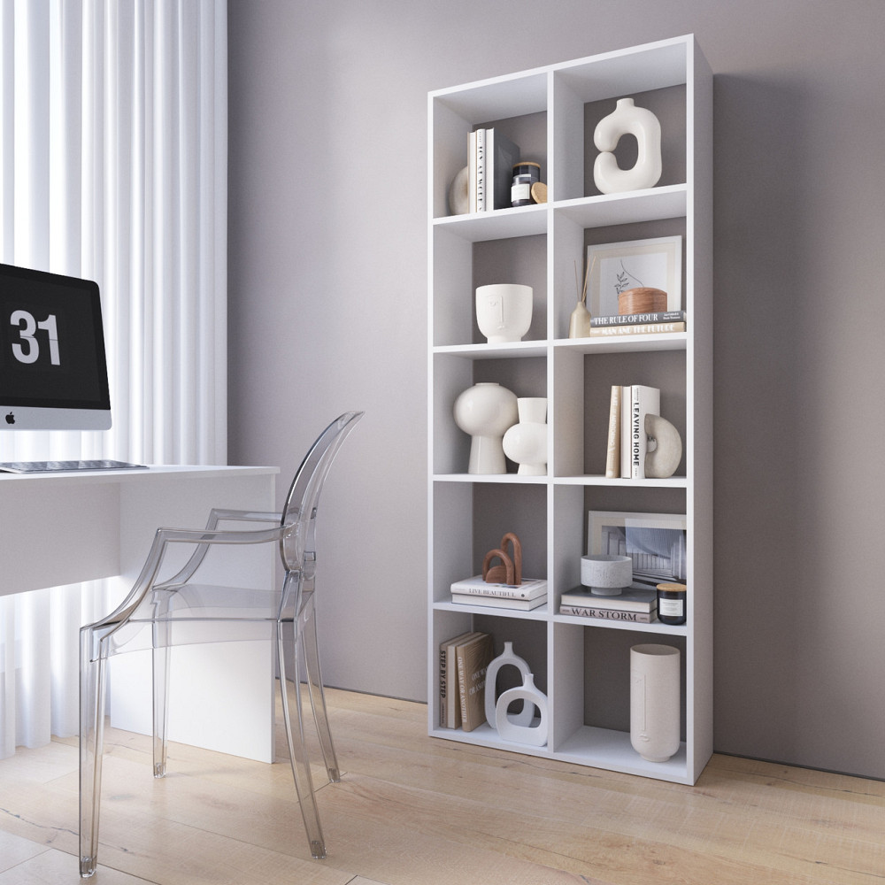 Стеллаж VAYS M-1, книжная полка на 10 ячеек, ЛДСП, 72×29×178 см - для дома, офиса, детской или гостиной Львов - изображение 6