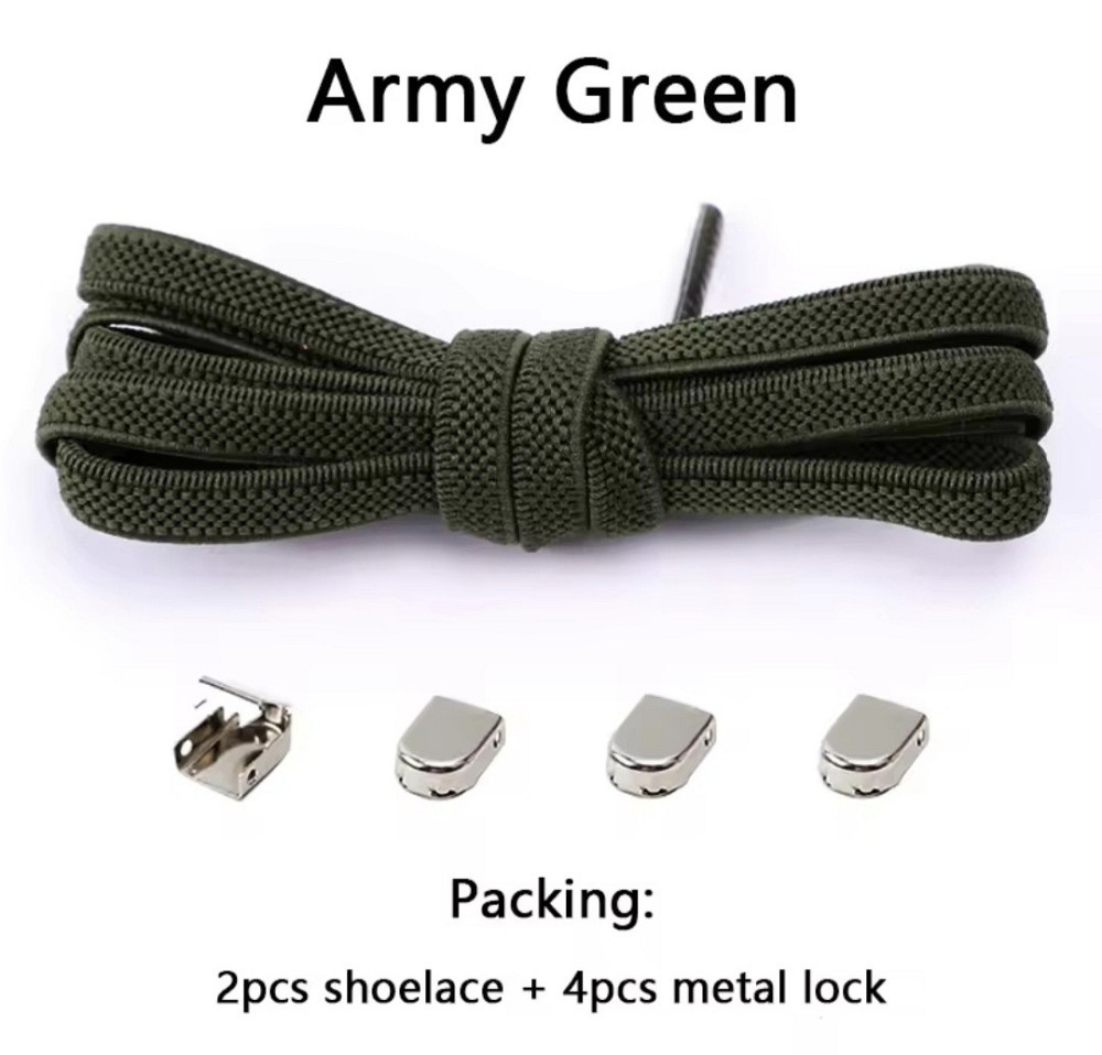 Еластичні шнурки без зав'язок з металевими фіксаторами Темно-зелений Смела - изображение 1