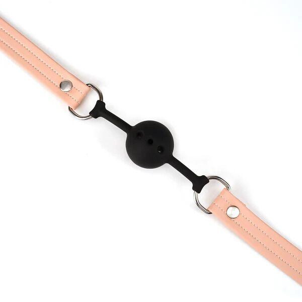 Повітропроникний кляп Liebe Seele Dark Candy Pink Ball Gag, силіконова кулька, діаметр 4,3 см Sex Aura Київ - фото 3