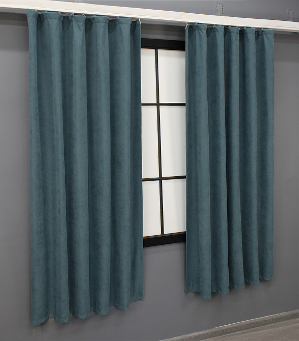 Комплект коротких штор VR-Textil Микровелюр SPARTA № 841ш Серо-голубой 130х170 см 2 шт (35-0199) Киев - изображение 3