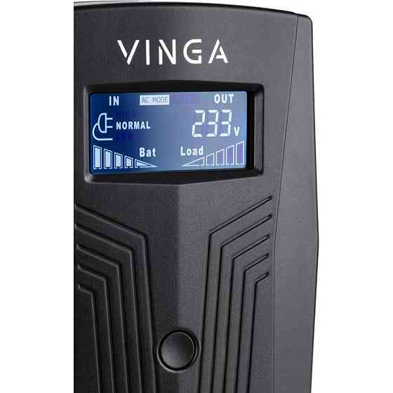 Джерело безперебійного живлення Vinga VPC-800PU 800ВА / 480 Вт з LCD-дисплеєм з USB у пластиковому корпусі Киев