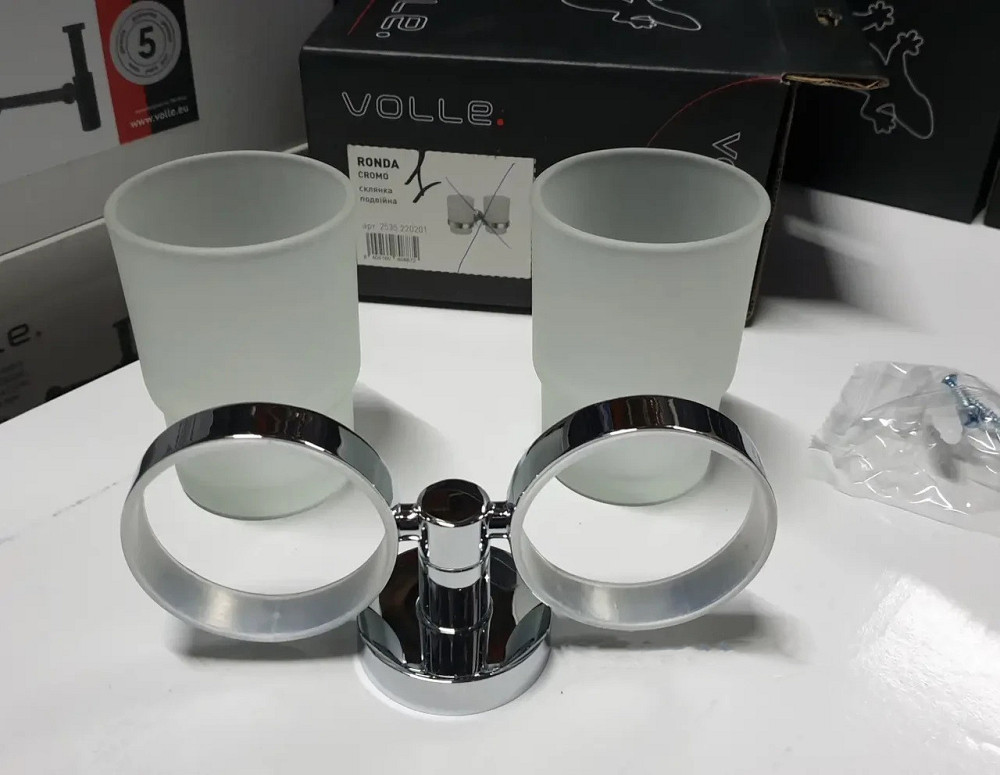 Стакан подвійний для зубних щіток VOLLE RONDA cromo хром Київ - фото 2