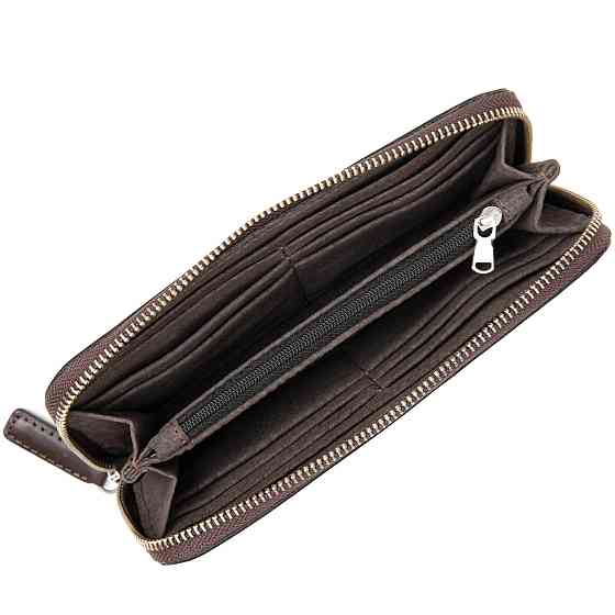 Кожаное женское глянцевое портмоне GRANDE PELLE 11466 Коричневый Киев