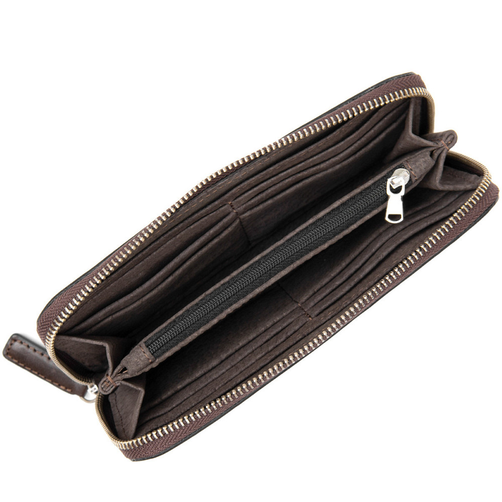 Шкіряне жіноче глянцеве портмоне GRANDE PELLE 11466 Коричневий Київ - фото 5