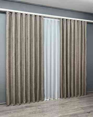 Комплект готових штор VR-Textil Льон Grand Linen № 2029ш Тауп 150х300см 2 шт (33-1028) Київ