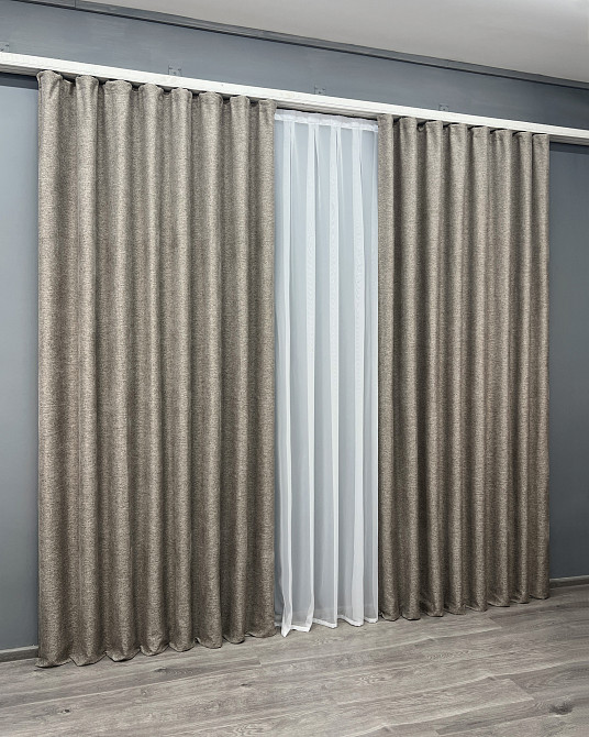 Комплект готових штор VR-Textil Льон Grand Linen № 2029ш Тауп 150х300см 2 шт (33-1028) Київ - фото 4