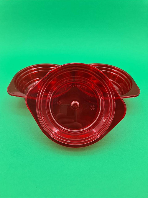 Миска одноразовая 500мл Стекловидная Юнита красная 10 шт Харків - фото 2
