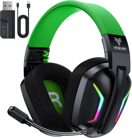 Беспроводная игровая гарнитура WESEARY WG1 2.4 ГГц Bluetooth для PS5 PS4 ПК Switch Mac, 50 часов, зеленая Киев