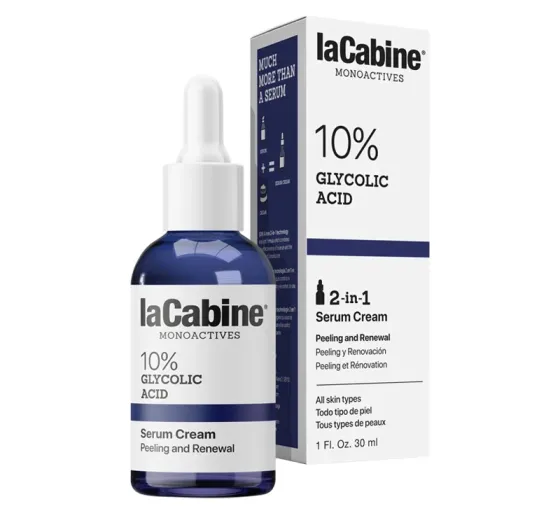 Крем-сироватка з відлущувальним ефектом для оновлення шкіри обличчя MONOACTIVE 10% GLYCOLIC ACID SERUM CREAM LaCabine, 30 мл Дніпро